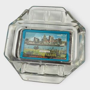 VTG Heavy Glass Ashtray Souvenir Windsor, Canada Dieppe Park Scenic Travel